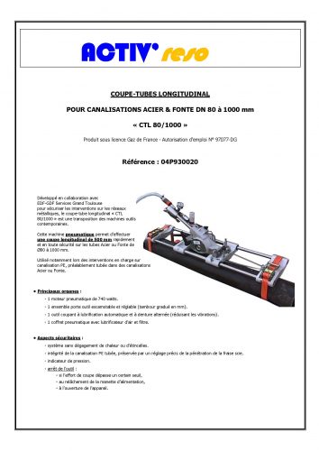 ACTIV'reso - Coupe tube longitudinal CTL80-1000 - page 1