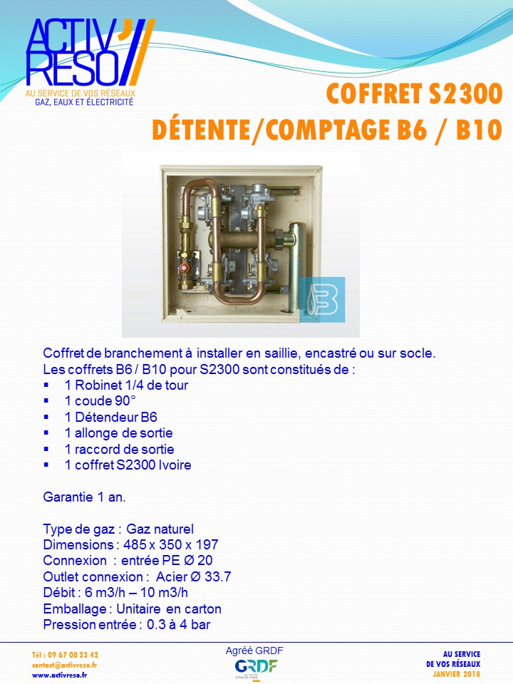 coffret gaz S2300 coupure & détente B6_B10 -activreso
