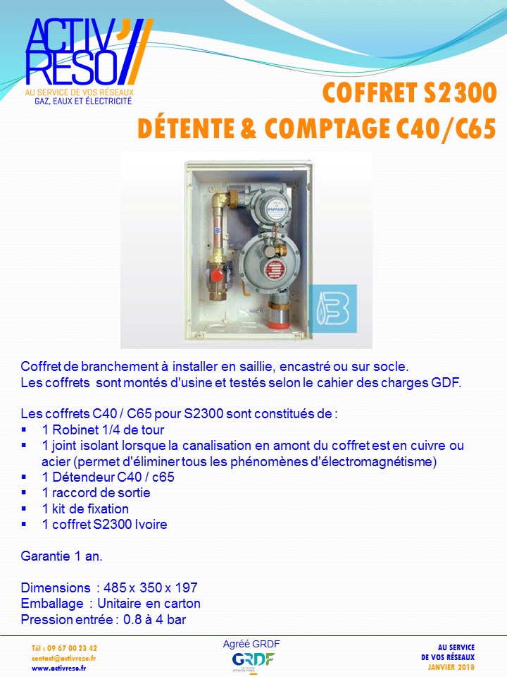 coffret gaz S2300 coupure & détente C40_C65 -activreso