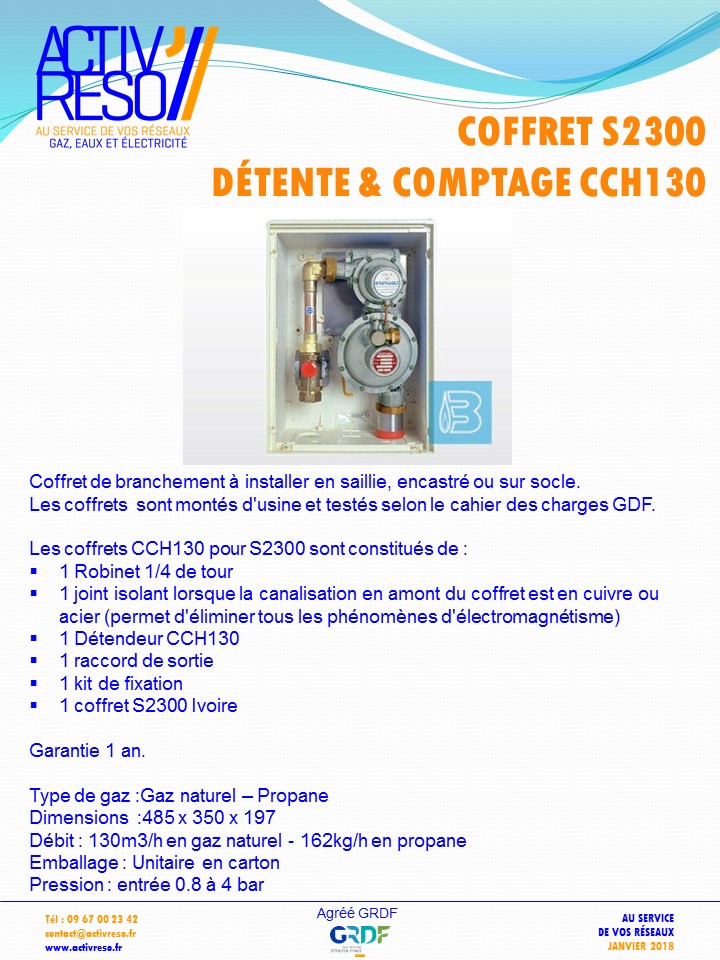 coffret gaz S2300 coupure & détente CCH130 -activreso