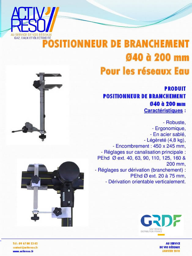 positionneur de branche diametre 40 à 200 - agréé grdf