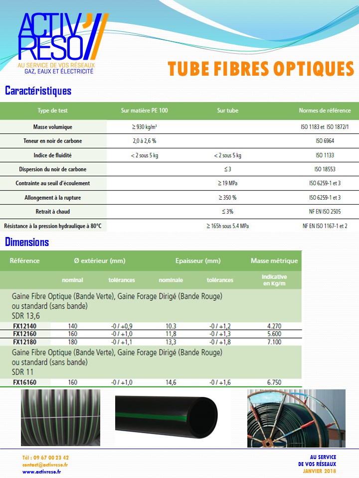 tube fibres optiques pe100 - activreso