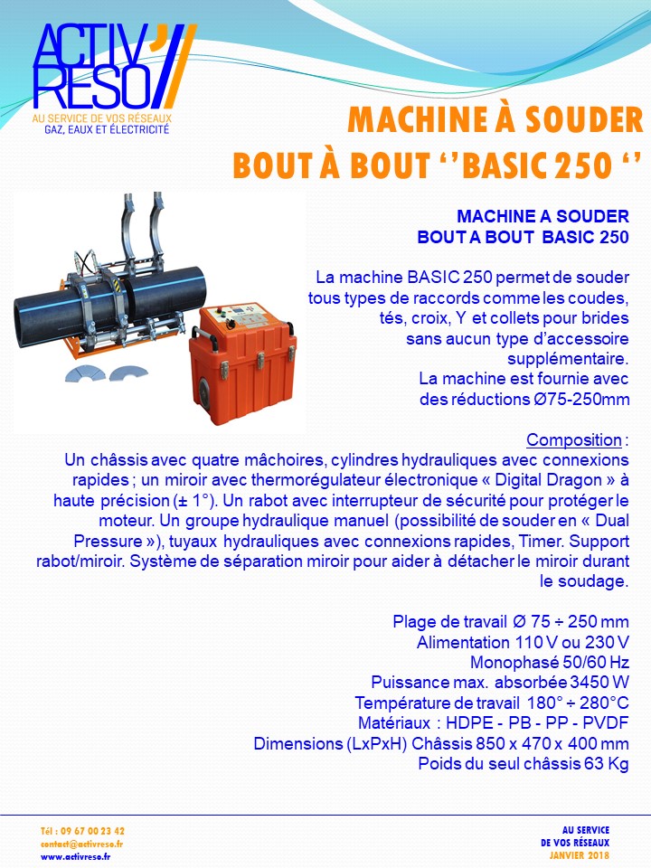 machine a souder bout a bout basic 250 - acitvreso