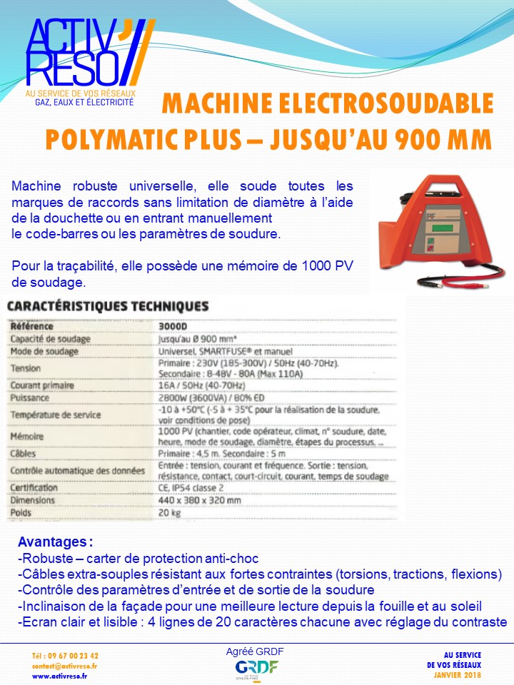 machine electrosoudable polymatic plus - activreso
