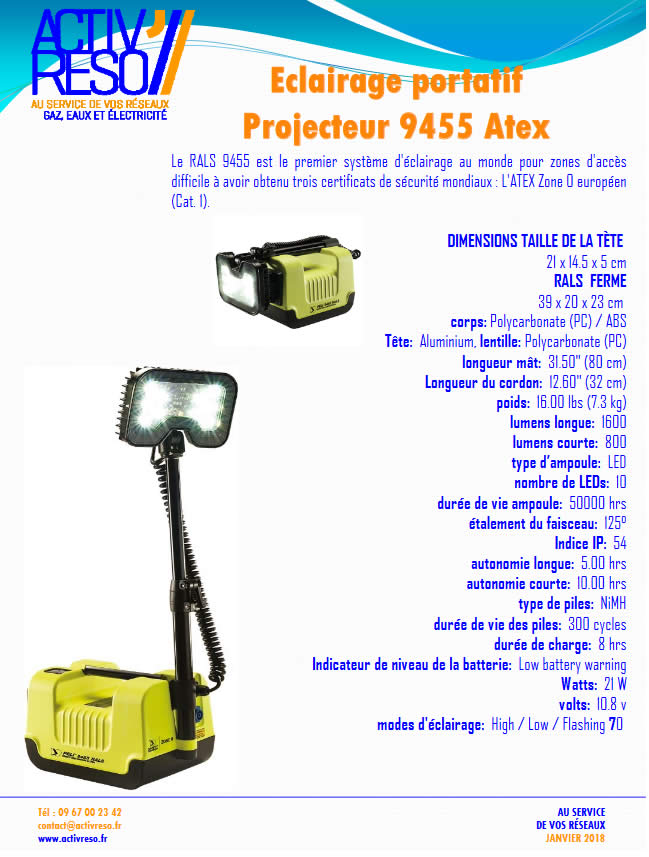 projecteur portatif Atex 9455